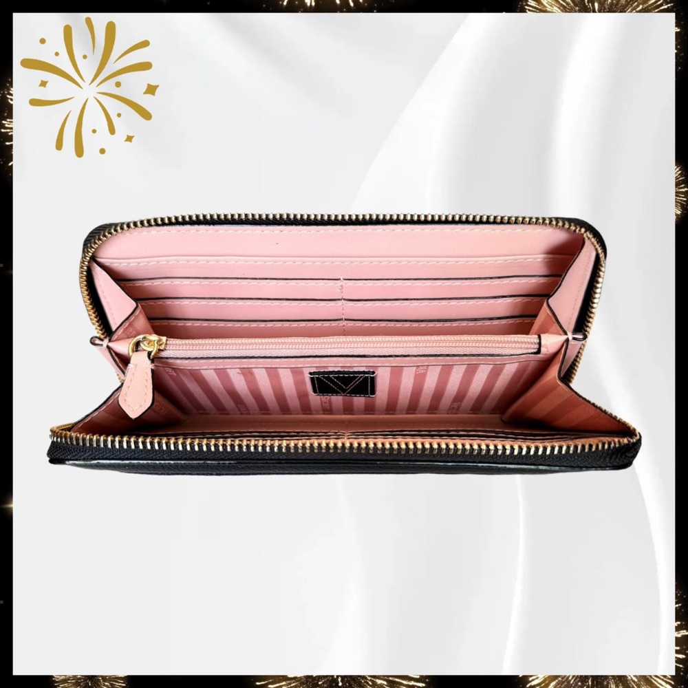 🆕 Victoria's Secret Black Quilted Zip Wallet Clutch - Picture 4 of 6